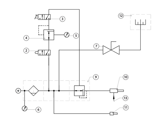 Пневматическая схема абразивоструйных эжекторных кабин и ECO-80S/100S/120S/140S Contracor